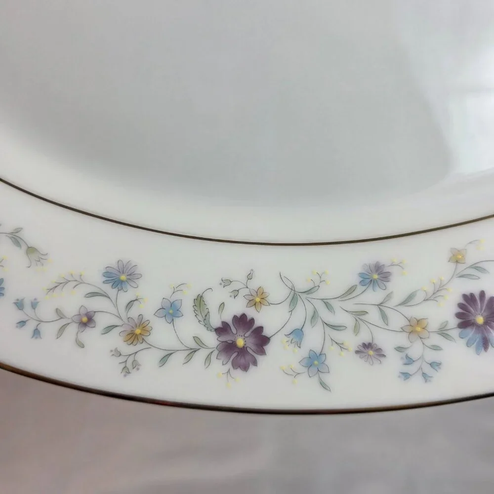 Noritake Longwood #2485 12 Inch Serving Platter Purple, Blue & Yellow Flowers